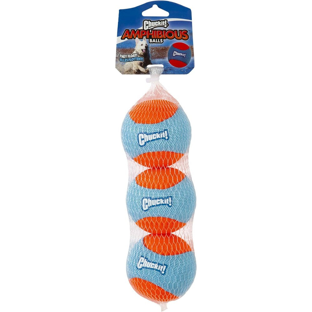 Chuckit! Amphibious Fetch Balls, Set Of 3, Medium, Unsinkable Floating Dog Toy For Water And Land Play, Durable Lightweight Material, 2.5 Inch Diam...