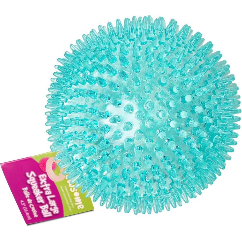 Gnawsome Spiky Squeaker Ball Dog Toy Extra Large 4.5 Inch Interactive Rubber Toy For Dental Health In Assorted Colors