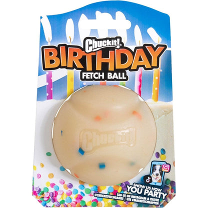 Chuckit! Birthday Fetch Ball, Medium 2.5 Inch Diameter, Durable Rubber Fetch Toy For Dogs Weighing 20 To 60 Pounds, Pack Of 1