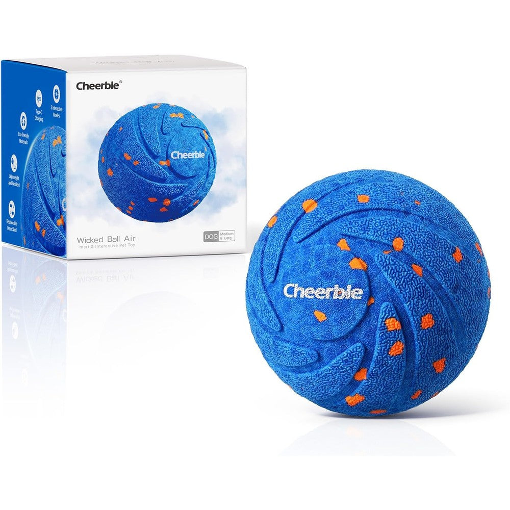 Cheerble Wicked Ball Air Smart Interactive Dog Toy For Medium And Large Breeds Blue Durable E-TPU Waterproof Rechargeable Automatic Rolling Bouncin...