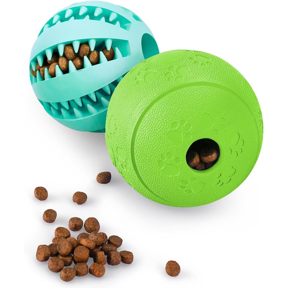 Hippih Interactive Dog Puzzle Toy 2 Pack Treat Dispensing And Teeth Cleaning Chew Balls For Medium And Large Dogs