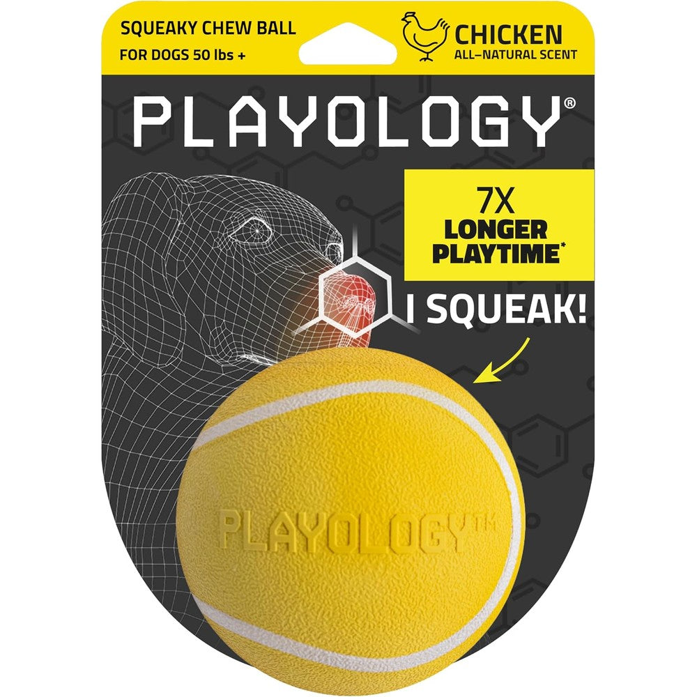 Playology Squeaky Chew Ball For Large Dogs Chicken Scented Jumbo Fetch And Durable Rubber Toy For Heavy Chewers Weighing Over 50 Pounds