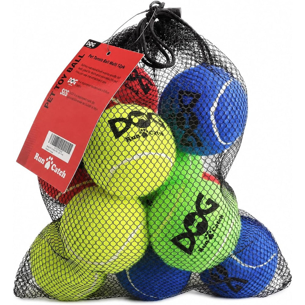 Insum Tennis Balls For Dogs 12 Pack 2.5 Inch Durable Non-Toxic Outdoor Fetch Toy With Mesh Storage Bag For Medium And Large Breed Dogs
