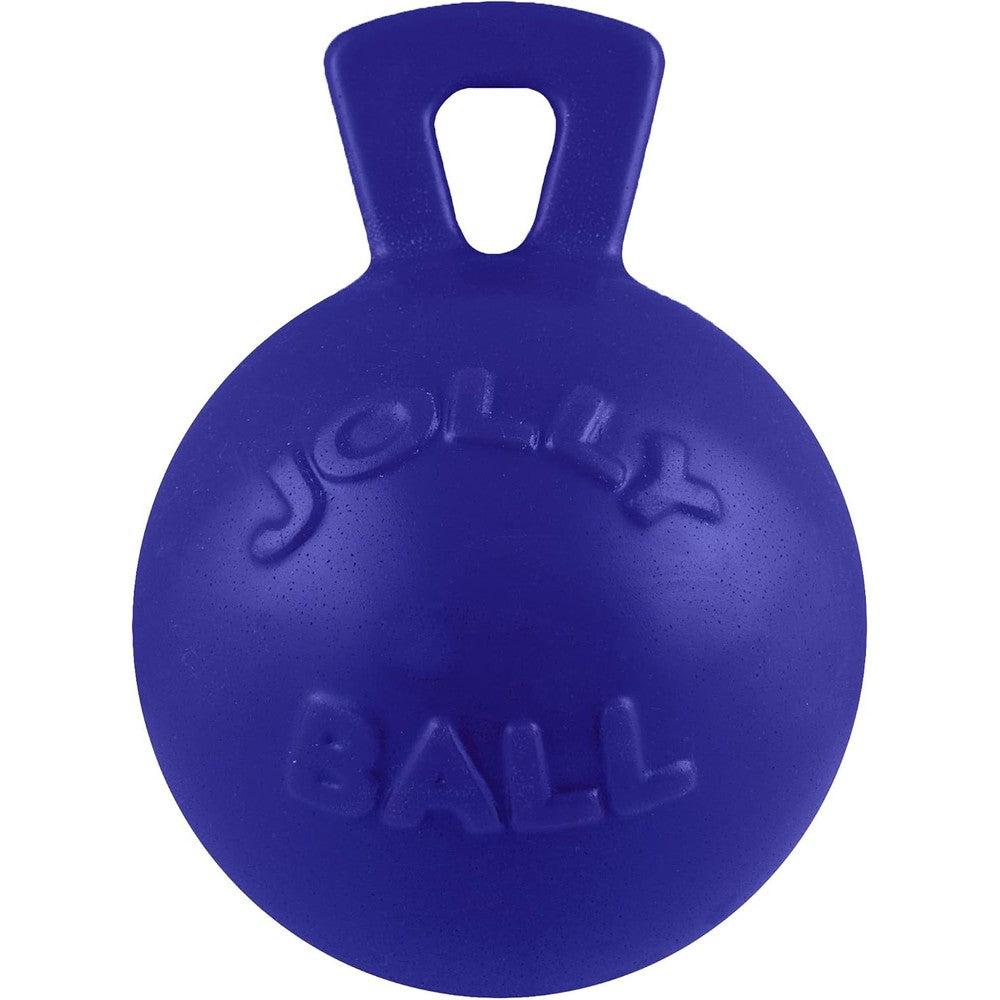 Jolly Pets Tug-N-Toss Heavy Duty Dog Toy Ball With Integrated Handle 8 Inches Large Blue For Medium To Large Breeds