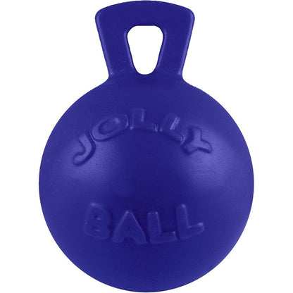 Jolly Pets Tug-N-Toss Heavy Duty Dog Toy Ball With Integrated Handle 8 Inches Large Blue For Medium To Large Breeds