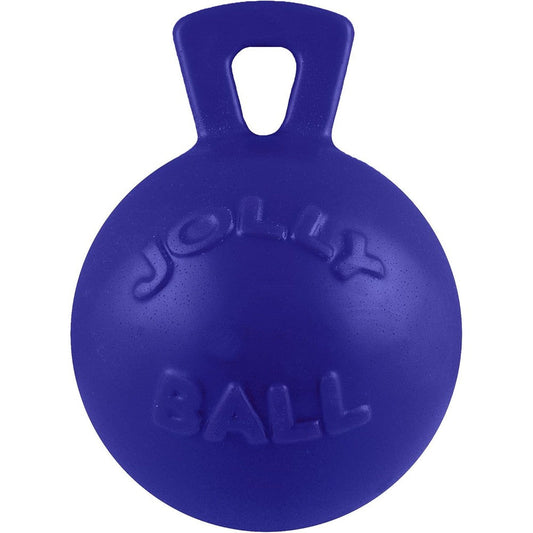 Jolly Pets Tug-N-Toss Heavy Duty Dog Toy Ball With Integrated Handle 8 Inches Large Blue For Medium To Large Breeds