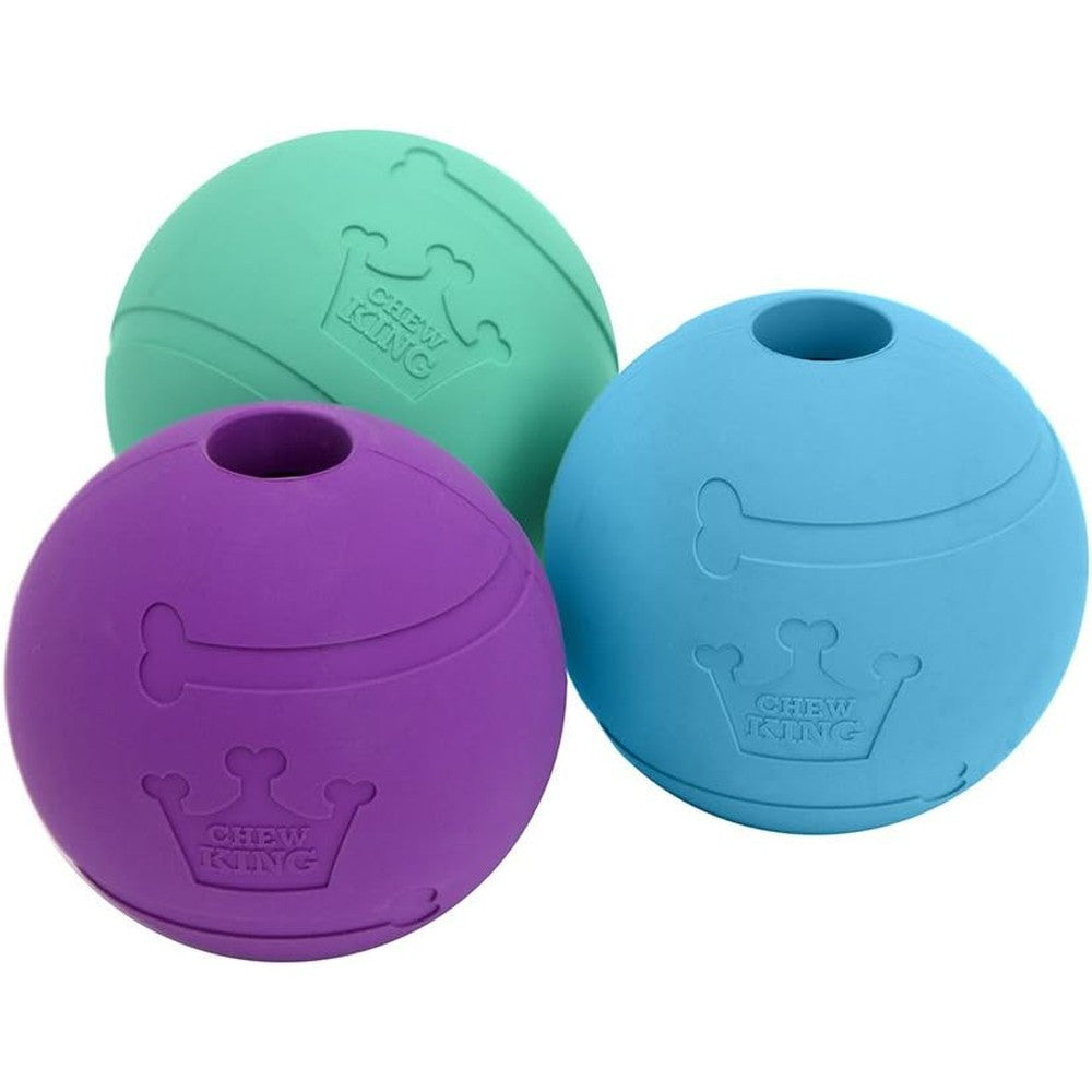 Chew King Fetch Balls Extremely Durable Natural Rubber Dog Toy Pack Of 3 Large 3 Inch Balls