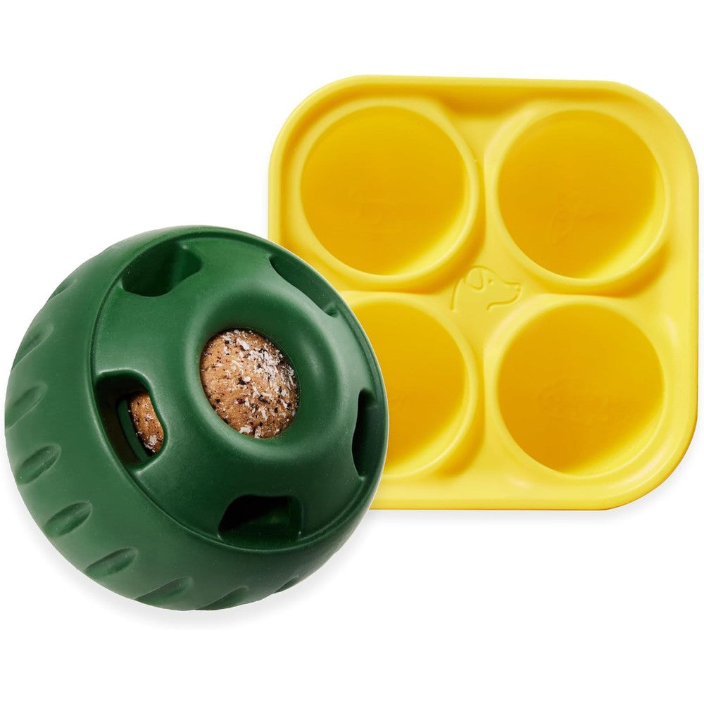 Woof Pupsicle And Treat Tray Long Lasting Interactive Dog Ball Toy And Silicone Dog Treat Mold For Medium And Large Dogs