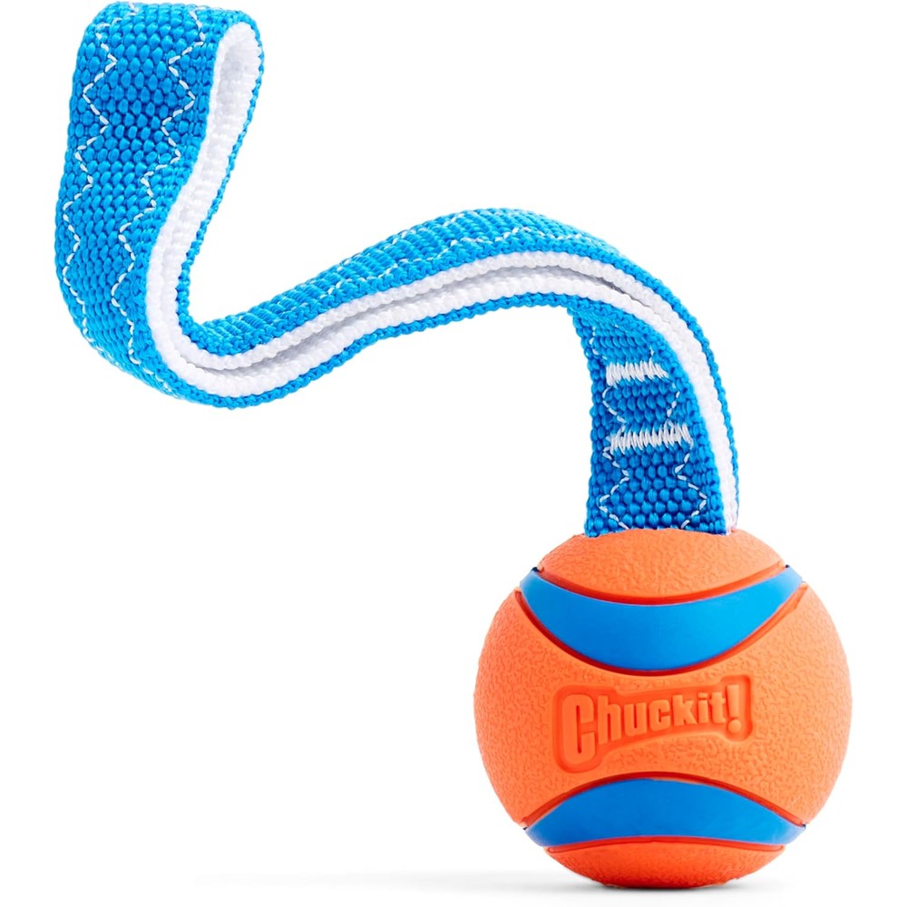 Chuckit! Ultra Tug Dog Toy Medium Fetch And Tug Ball For Dogs 20 To 60 Pounds Durable Rubber With Nylon Strap