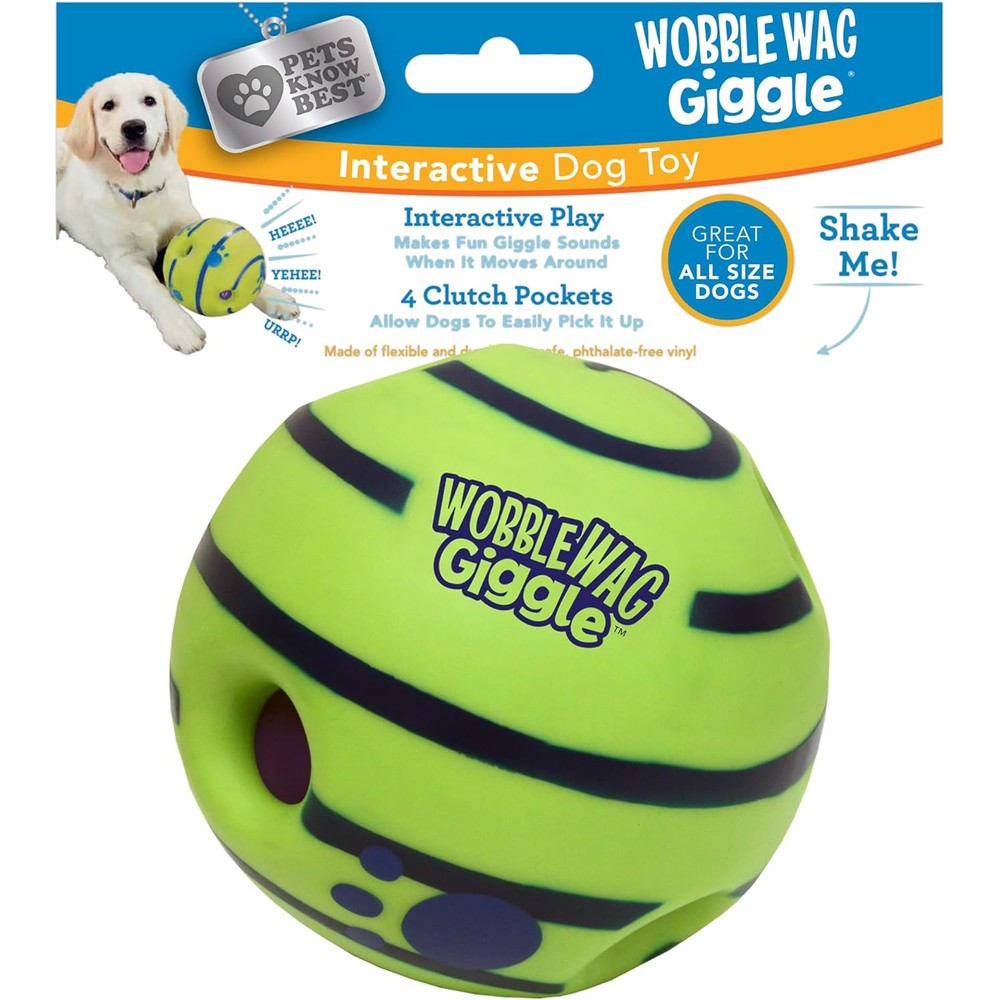 Wobble Wag Giggle Ball Interactive Dog Toy With Fun Giggle Sounds For All Breeds Green