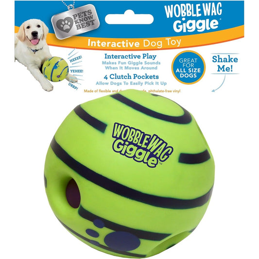 Wobble Wag Giggle Ball Interactive Dog Toy With Fun Giggle Sounds For All Breeds Green