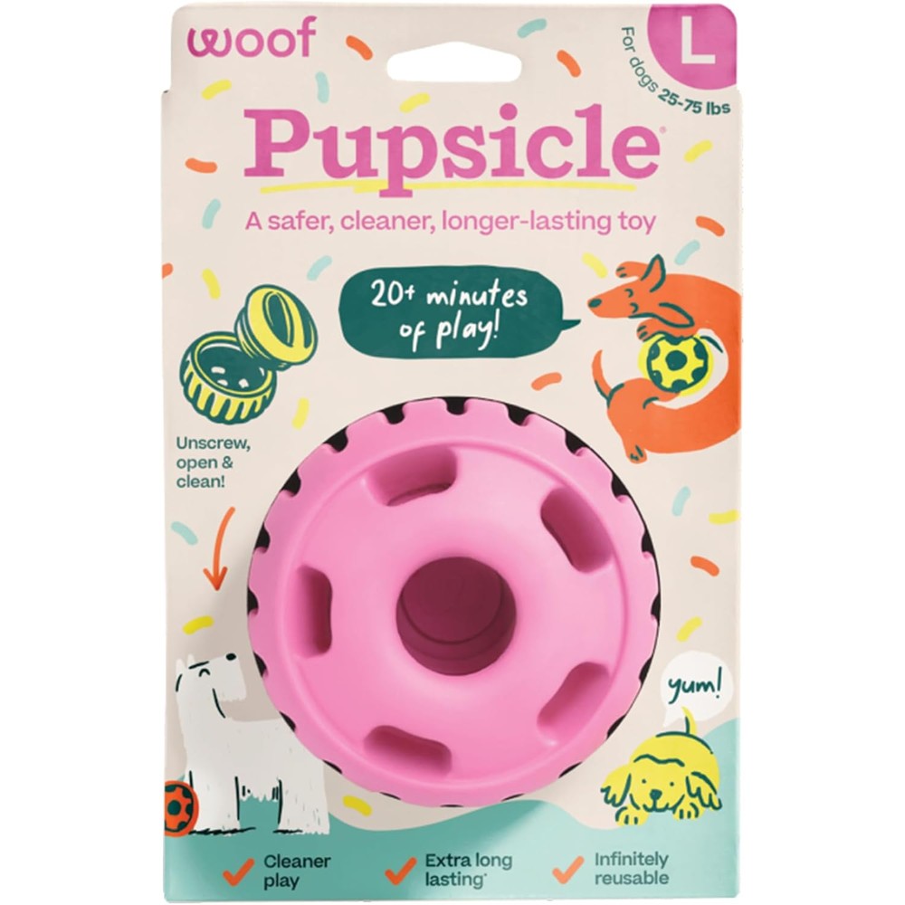 Woof Party Pupsicle Long Lasting Interactive Dog Toy For Boredom Low Mess Design Large Dog Toy Party Pink