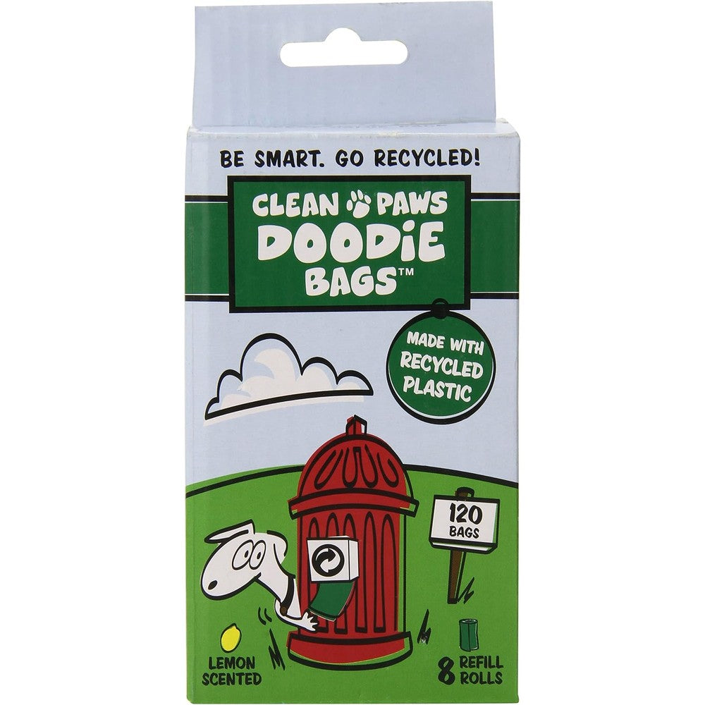 Clean Paws Doodie Bags Lemon Scented Leak Proof Pet Waste Bag Refill Rolls Eight Roll Pack Containing One Hundred Twenty Total Bags