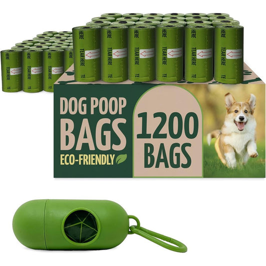 Reli Biodegradable Dog Poop Bags With Leash Clip Dispenser Holder Unscented Green Waste Disposal Refills Twelve Hundred Count