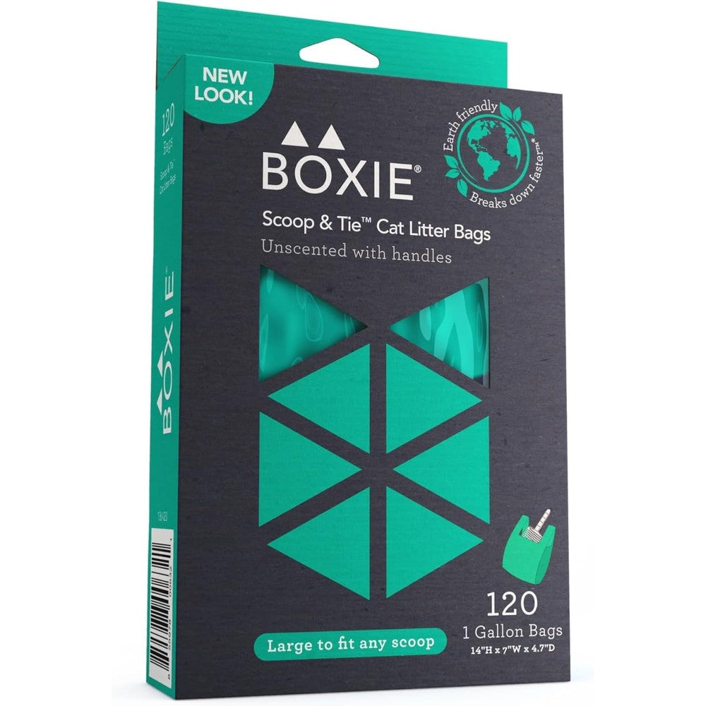 Boxiecat Boxie Sustainable Scoop And Tie Pet Waste Bags For Cat Litter And Dog Waste Leak Proof Unscented Heavy Duty Bags 120 Count