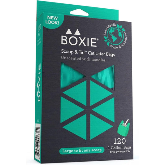 Boxiecat Boxie Sustainable Scoop And Tie Pet Waste Bags For Cat Litter And Dog Waste Leak Proof Unscented Heavy Duty Bags 120 Count