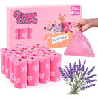 PPEIWASTE Dog Poop Bags Rolls 256 Count Lavender Scented Pink Thickened Leakproof Pet Waste Bags 9x13 Inches For Daily Walking And Travel
