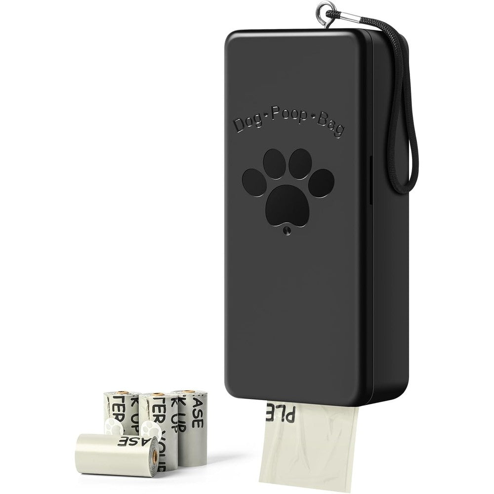 Qeerable Dog Poop Bag Dispenser Wall Mounted Pet Waste Storage Container In Black Includes Four Rolls Sixty Bags