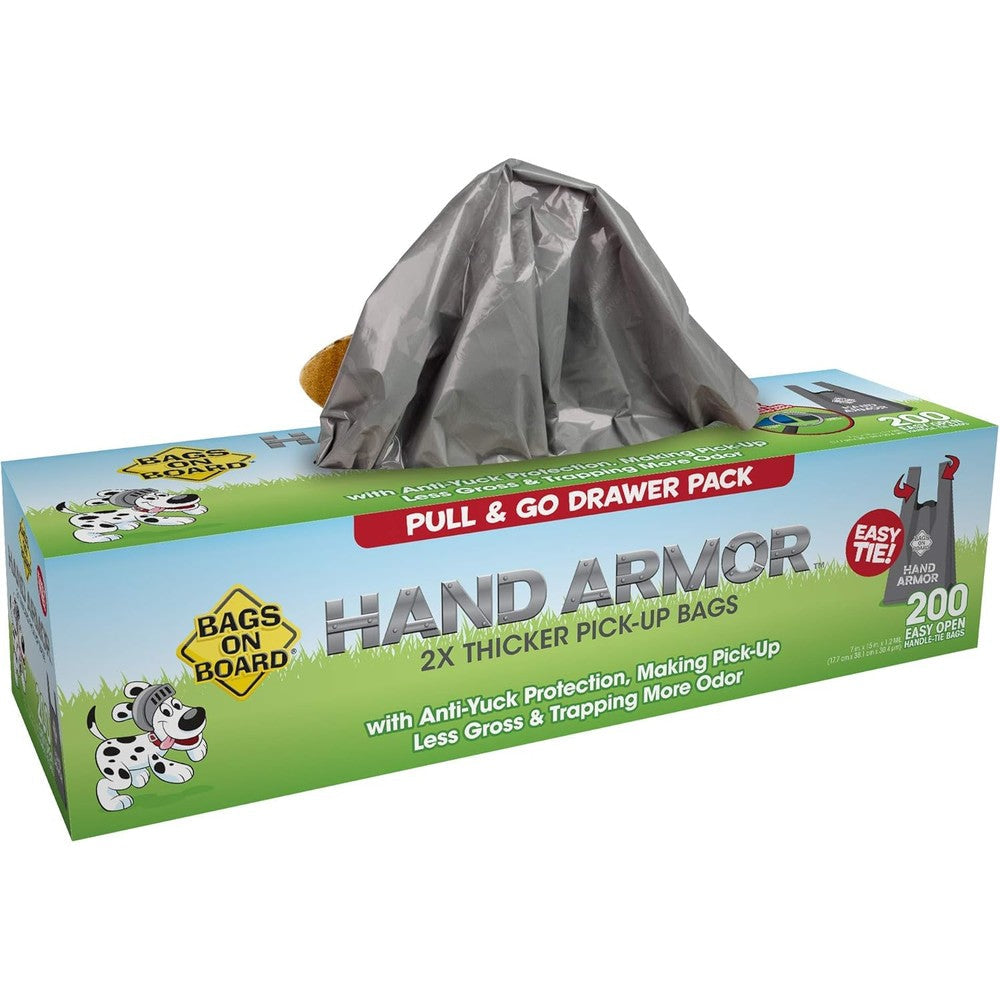 Bags On Board Hand Armor Dog Poop Bags Extra Thick Leak Proof Pet Waste Pickup Bags With Easy Tie Handles Unscented 200 Count