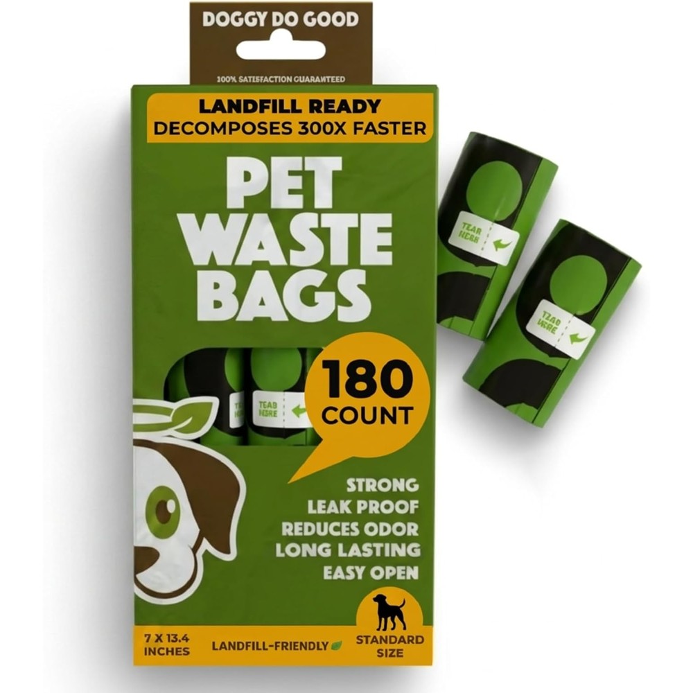 Doggy Do Good Heavy Duty Poop Bags For Dogs Standard Size Unscented Leak Proof Landfill Friendly Pet Waste Bags 180 Count Box