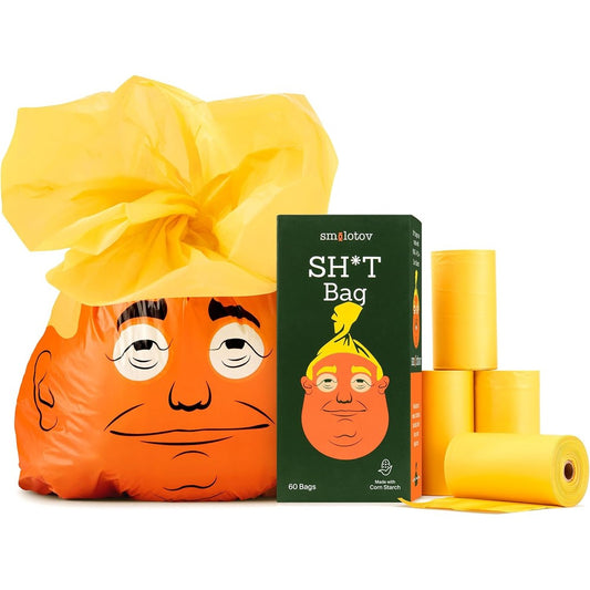 Smolotov Premium Dog Poop Bags Unscented Leakproof Compostable Plant Based Pet Waste Disposal Bags Stable Genius Edition Four Rolls Sixty Count