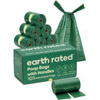 Earth Rated Dog Poop Bags With Tie Handles On Refill Rolls Extra Wide Easy Tie Opening Guaranteed Leak Proof Unscented One Hundred Five Count