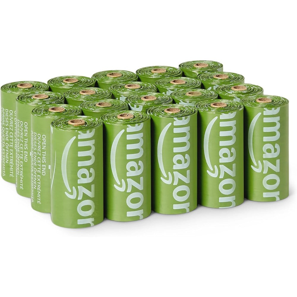 Amazon Basics Recycled Material Dog Poop Bags Leak Proof Unscented Waste Bags Thirteen By Nine Inches Green Three Hundred Pack Rolls