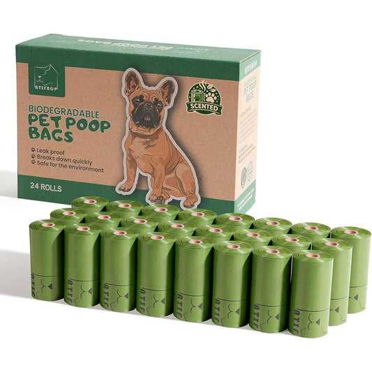ATIFBOP Biodegradable Dog Poop Bags Rolls 360 Count Scented Leak Proof And Extra Thick Waste Bag Refill For Pets Scented 24 Rolls