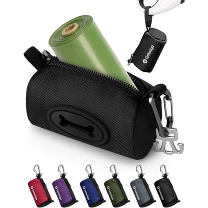 Gobeigo Dog Poop Bag Holder For Leash With Large Opening Dispenser And Used Waste Bag Carrier Black 15 Count Unscented Bags