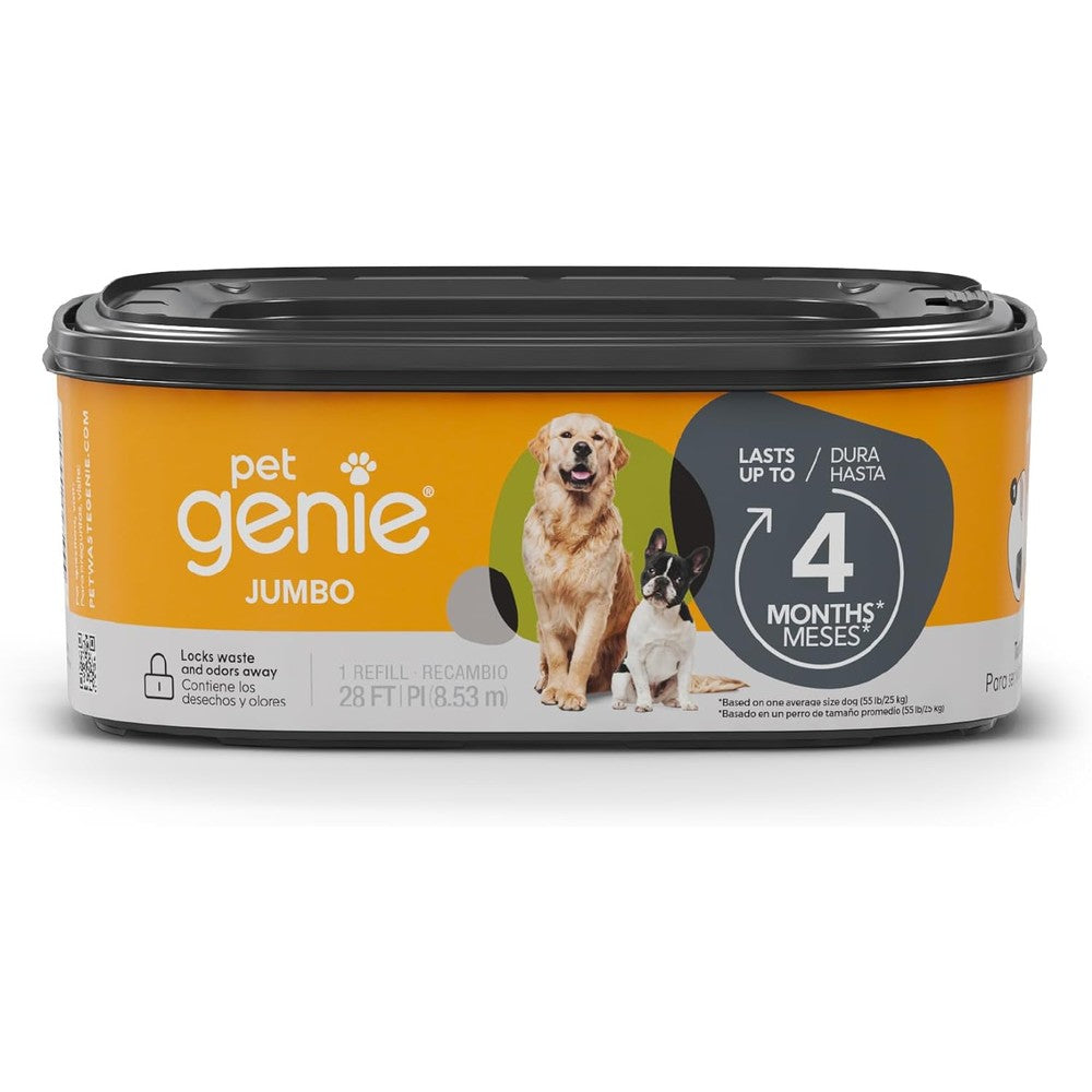 Pet Genie Jumbo Refill One Pack Ultimate Odor Control Dog Poop Bags Twenty Eight Feet Continuous Film Waste Disposal System Four Months Supply