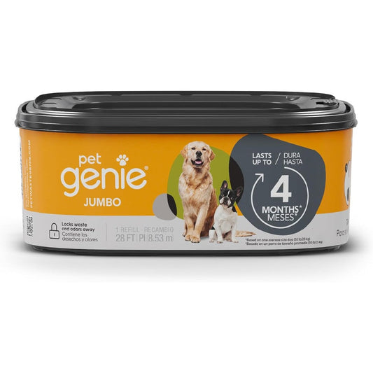 Pet Genie Jumbo Refill One Pack Ultimate Odor Control Dog Poop Bags Twenty Eight Feet Continuous Film Waste Disposal System Four Months Supply