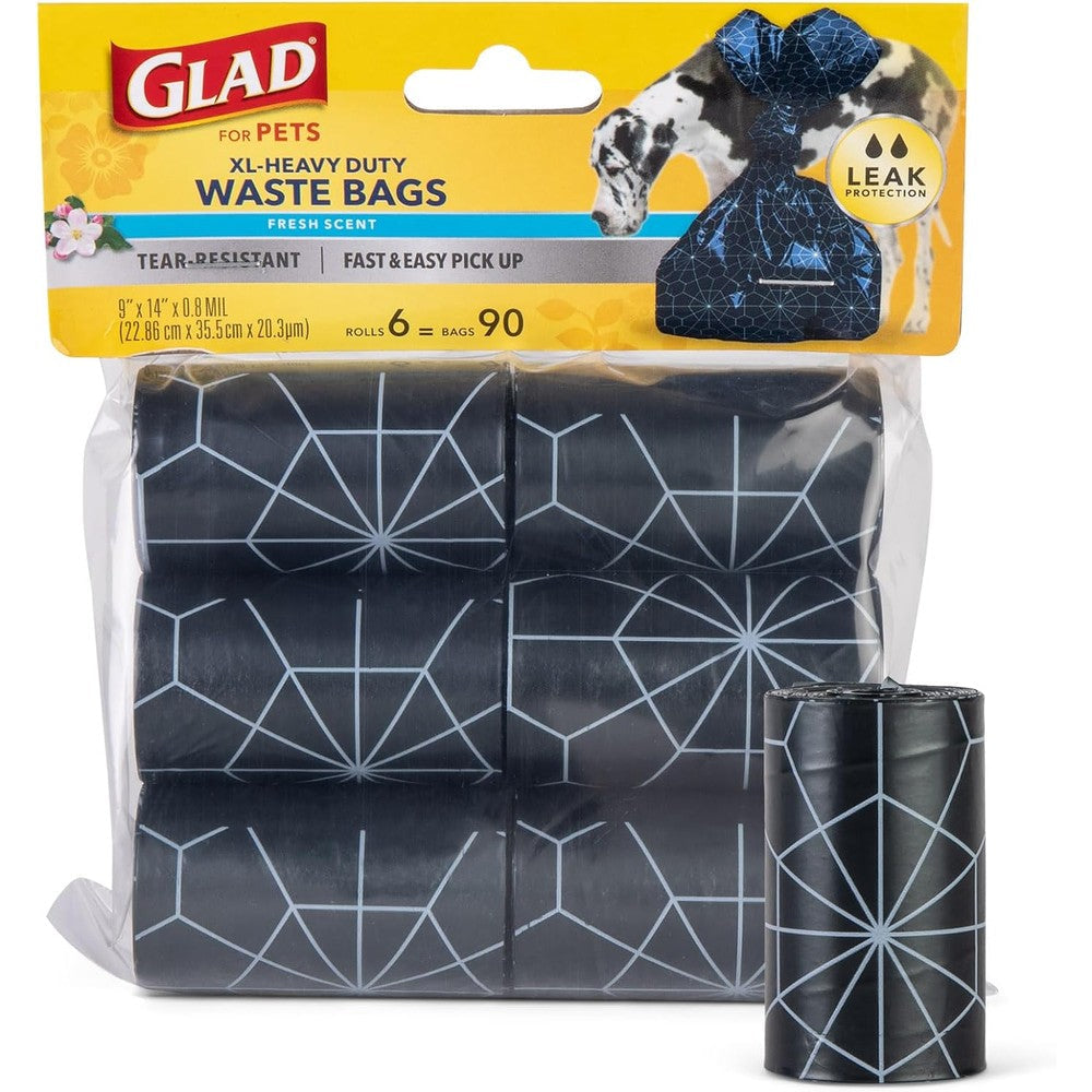Glad For Pets Extra Large Scented Dog Poop Bags Heavy Duty Tear Resistant Pet Waste Pickup Bags With Fresh Scent And Easy Tie Handles 90 Count