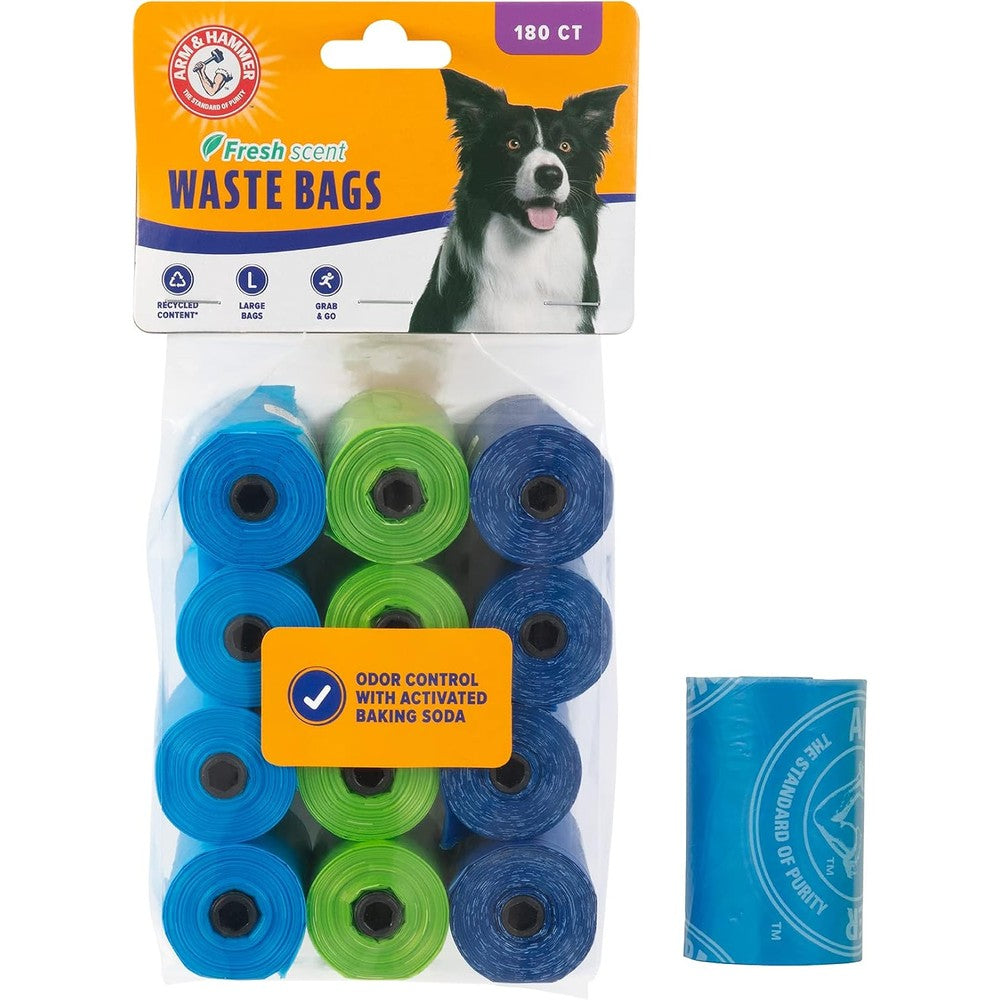 Arm And Hammer Easy Tear Disposable Dog And Cat Waste Bags With Activated Baking Soda Assorted Colors 180 Count
