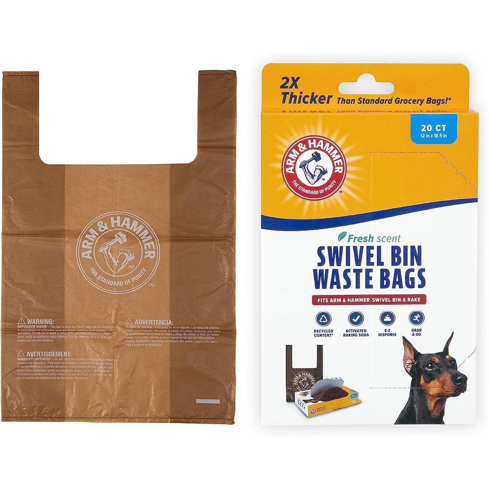 Arm & Hammer Heavy Duty Pet Waste Bags For Swivel Bin And Rake Dog Pooper Scooper Odor Control Scented Refill Bags White Twenty Count