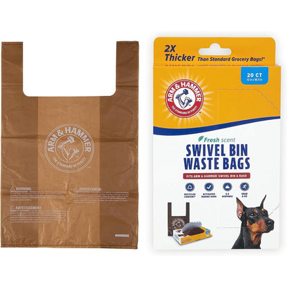 Arm & Hammer Heavy Duty Pet Waste Bags For Swivel Bin And Rake Dog Pooper Scooper Odor Control Scented Refill Bags White Twenty Count