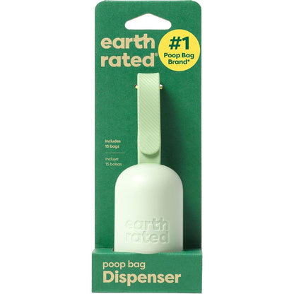 Earth Rated Plastic Dog Poop Bag Holder With Unscented Dog Poop Bags Green Dispenser And Fifteen Bags Starter Roll Set