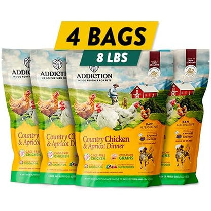 Addiction Country Chicken And Apricot Air Dried Grain Free Dog Food Complete Meal Or Topper 2 Pounds 4 Pack