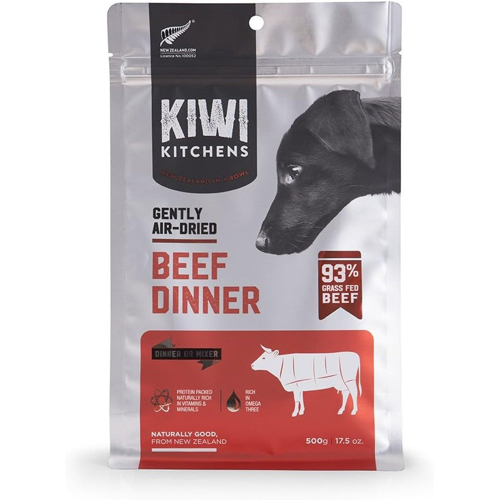 Kiwi Kitchens Gently Air Dried Beef Dinner Dog Food Premium Grass Fed Formula Seventeen Point Five Ounce Pouch
