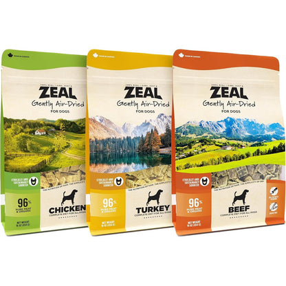 ZEAL Canada Air Dried Dog Food High Protein Grain Free Complete And Balanced Diet For All Life Stages Beef Turkey Chicken Recipe 3 Pounds
