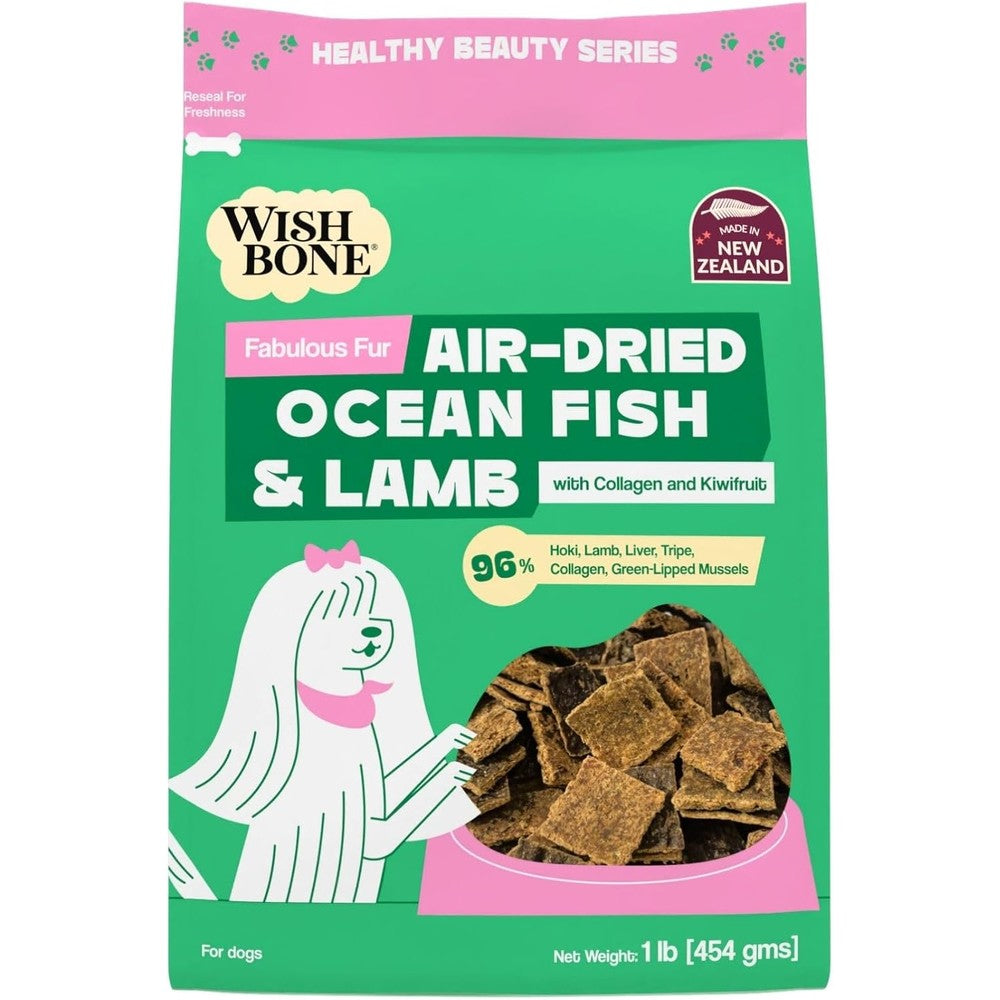Wishbone Air Dried Ocean Fish And Lamb Grain Free Dog Food For Skin And Coat Support One Pound
