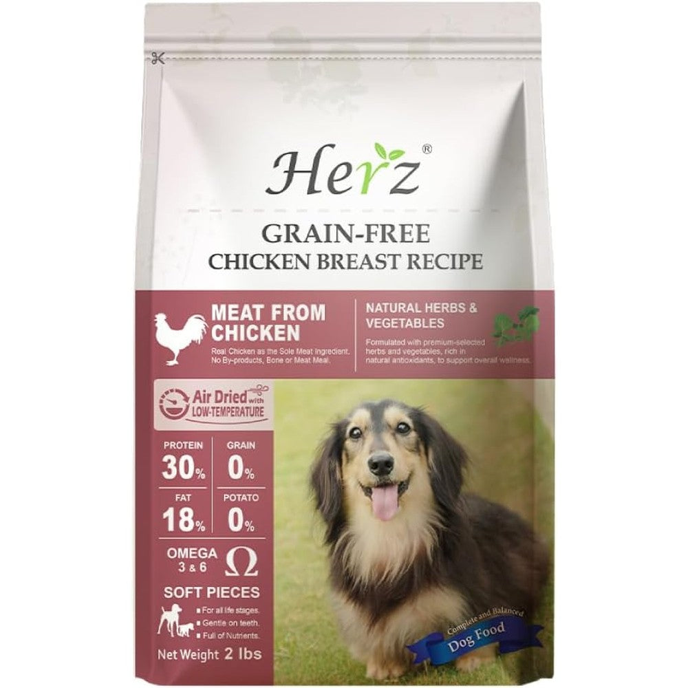 Herz Air-Dried Dog Food Chicken Breast Recipe Single Pure Meat Grain Free All Natural High Protein Two Pound