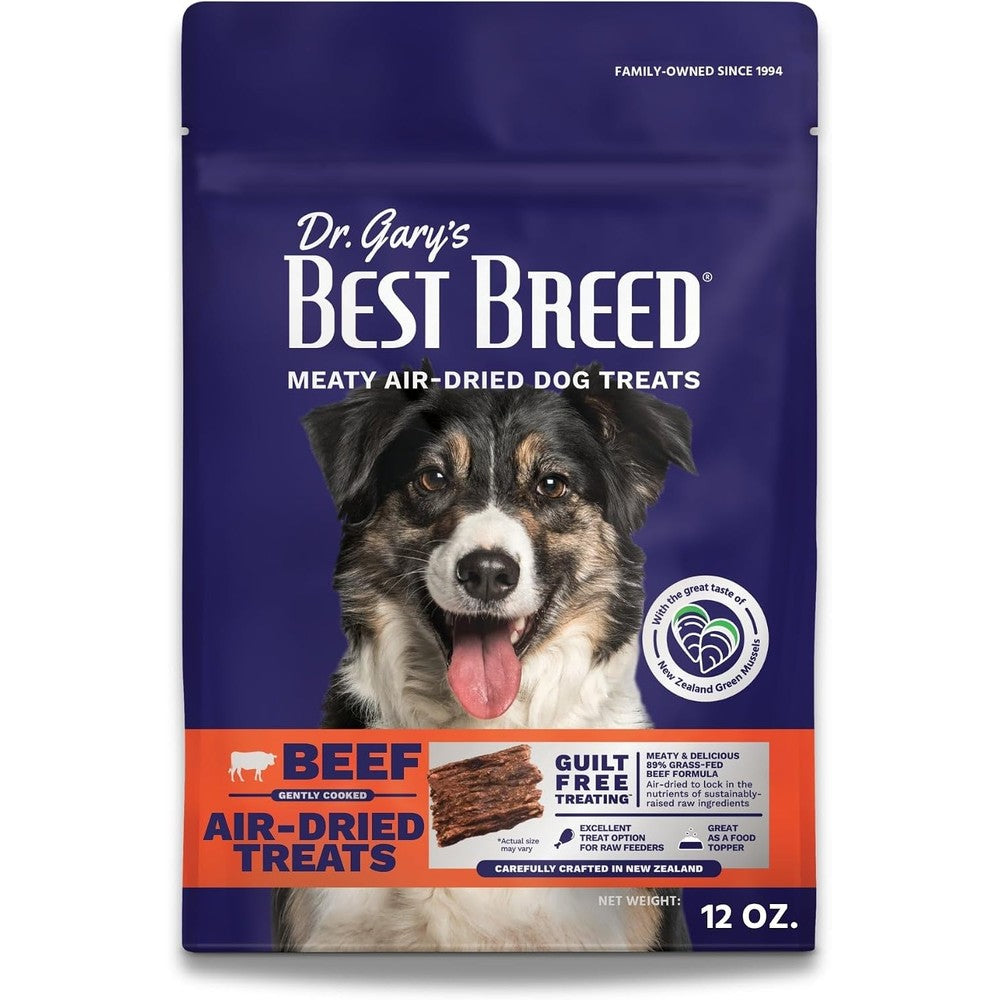 Dr. Gary's Best Breed Air-Dried Dog Treats And Food Topper Grass-Fed New Zealand Beef Single Protein Grain-Free Formula 12 Ounce