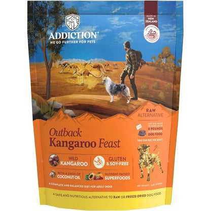 Addiction Outback Kangaroo Feast Air Dried Grain Free Dehydrated Dog Food Complete Meal And Topper For Digestive Health 2 Pounds
