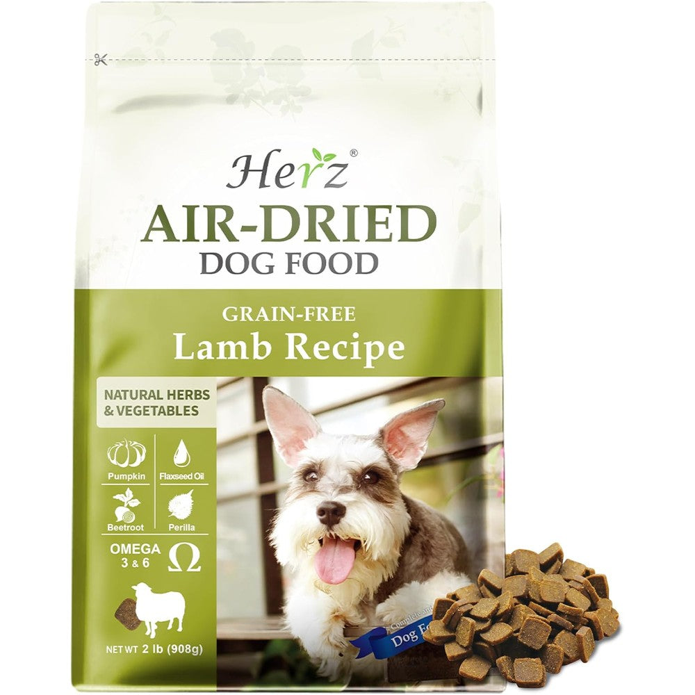 Herz Air-Dried Dog Food Australian Lamb Recipe Two Pound Grain Free High Protein Limited Ingredient Formula For All Life Stages
