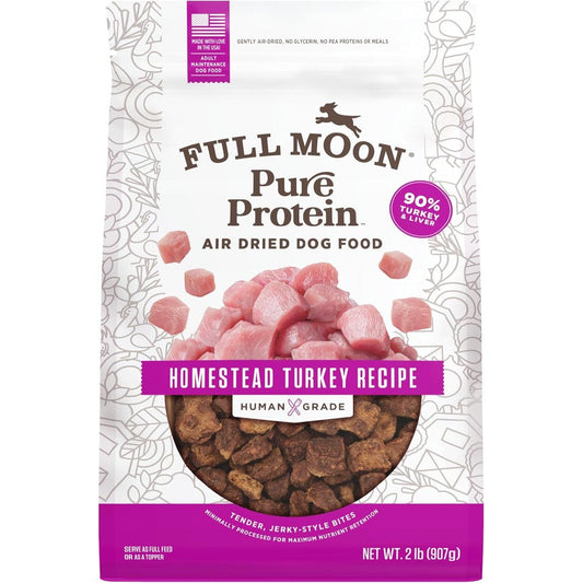Full Moon Pure Protein Air Dried Dog Food Homestead Turkey Recipe Human Grade Two Pounds