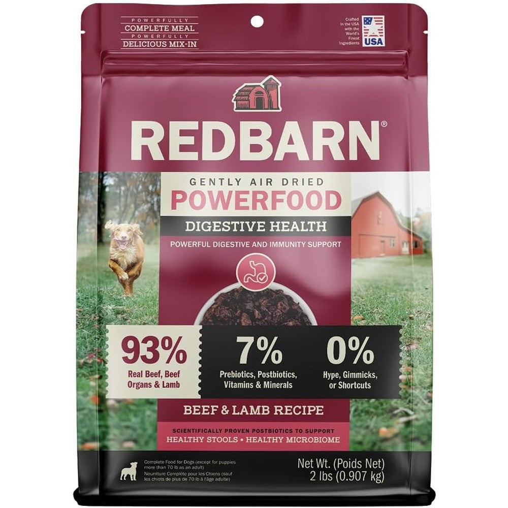 Redbarn Powerfood Air Dried Dog Food High Protein Beef And Lamb Recipe With Prebiotics And Postbiotics For Digestive Health 2 Pounds