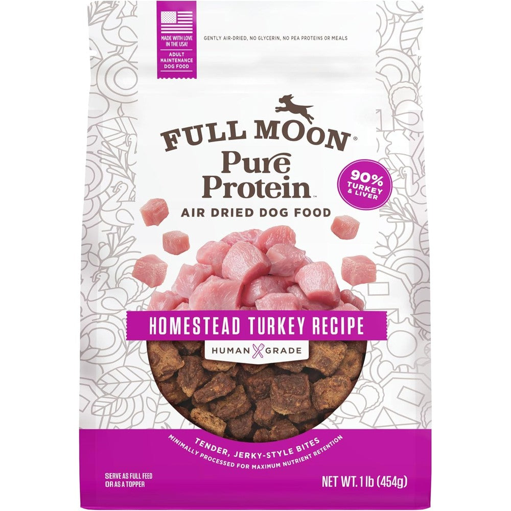 Full Moon Pure Protein Air Dried Dog Food Homestead Turkey Recipe Human Grade Premium Pet Food One Pound