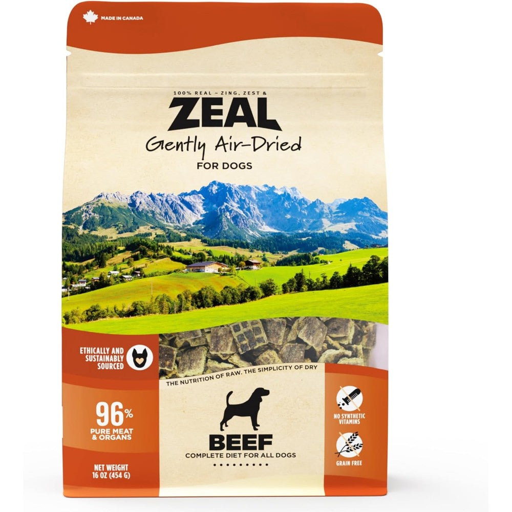 ZEAL Canada Air-Dried Beef Recipe For Dogs High Protein Grain Free Natural Superfood Whole Dog Food 1 Pound