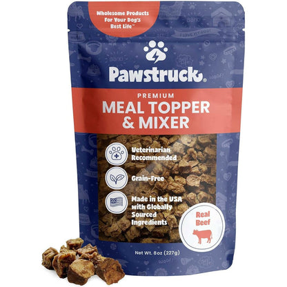 Pawstruck Vet Recommended Air Dried Dog Food Topper For Picky Eaters Made In USA With Real Beef Premium Meal Mix In Kibble Enhancer 8 Ounce