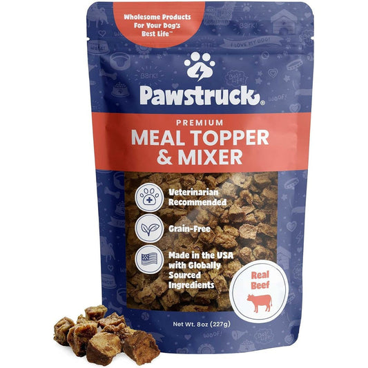 Pawstruck Vet Recommended Air Dried Dog Food Topper For Picky Eaters Made In USA With Real Beef Premium Meal Mix In Kibble Enhancer 8 Ounce
